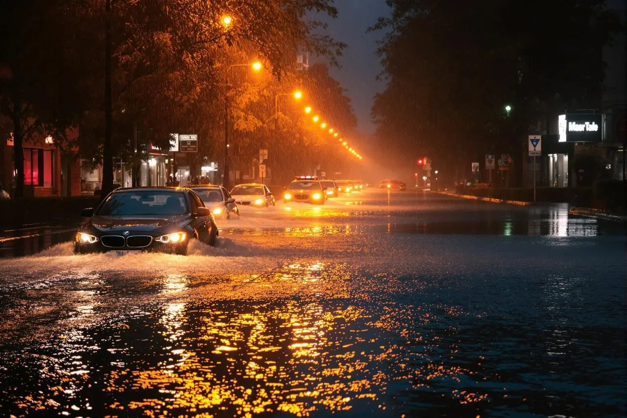 五一吃瓜网 - 某地连夜暴雨致道路积水严重，市民出行困难